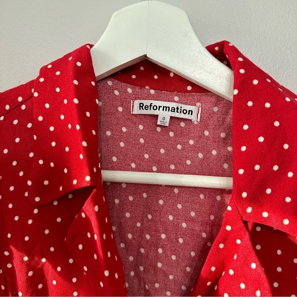 Reformation Leith Mini Dress Ditty Red Polka Dot - Picture 5 of 8